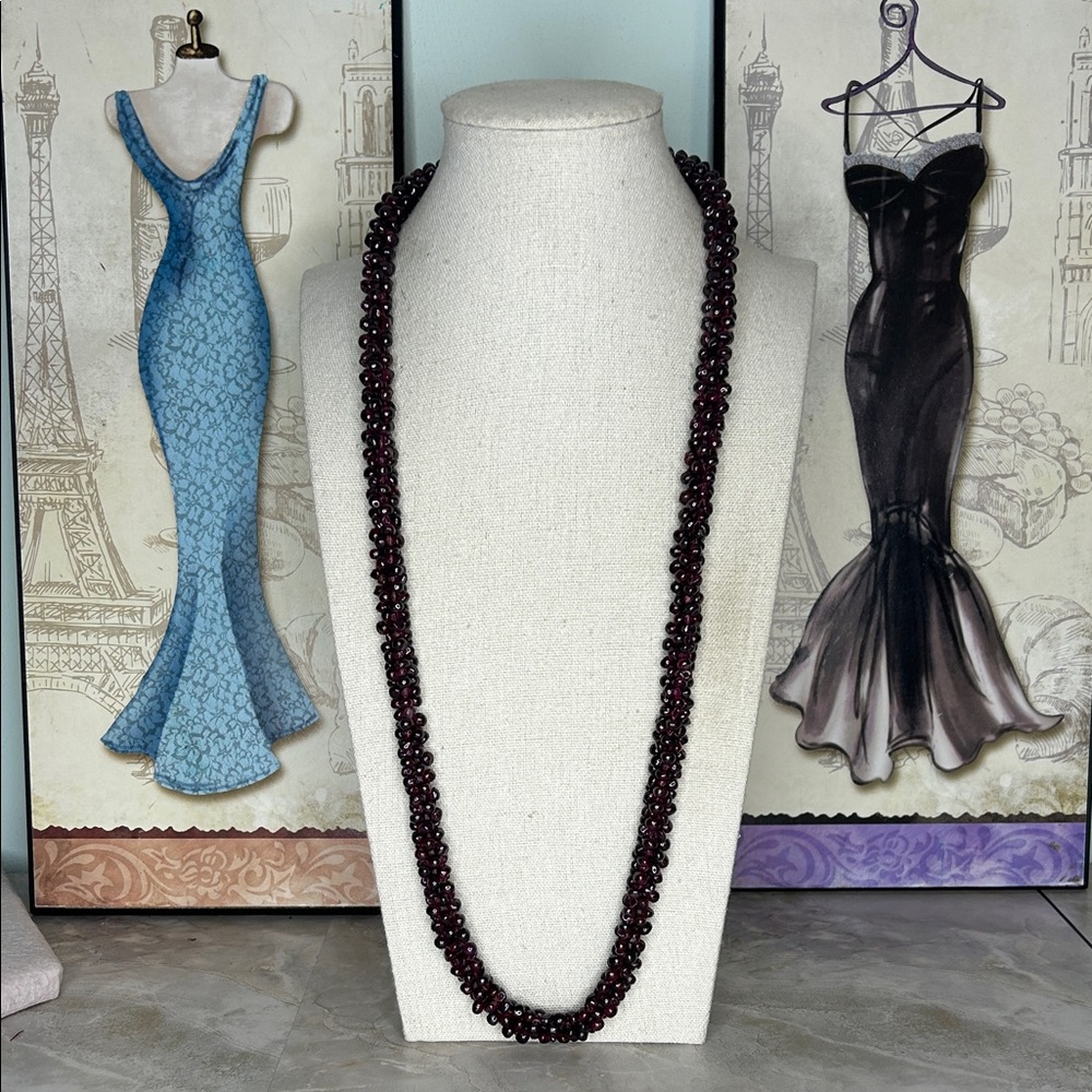 Garnet Twist Necklace 12” drop slip on